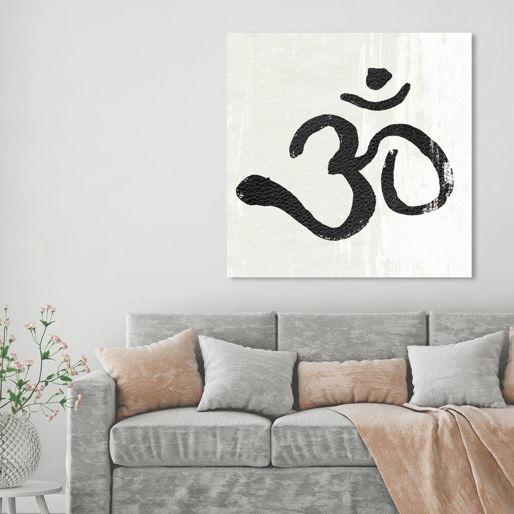 Oliver Gal 'Leather Om' Symbols and Objects Wall Art Canvas Print - Black, White