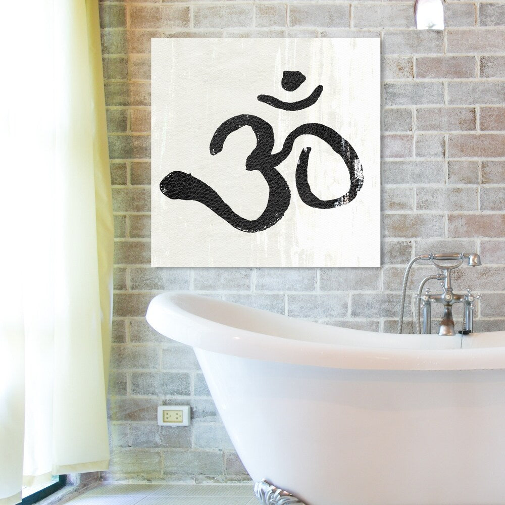 Oliver Gal 'Leather Om' Symbols and Objects Wall Art Canvas Print - Black, White