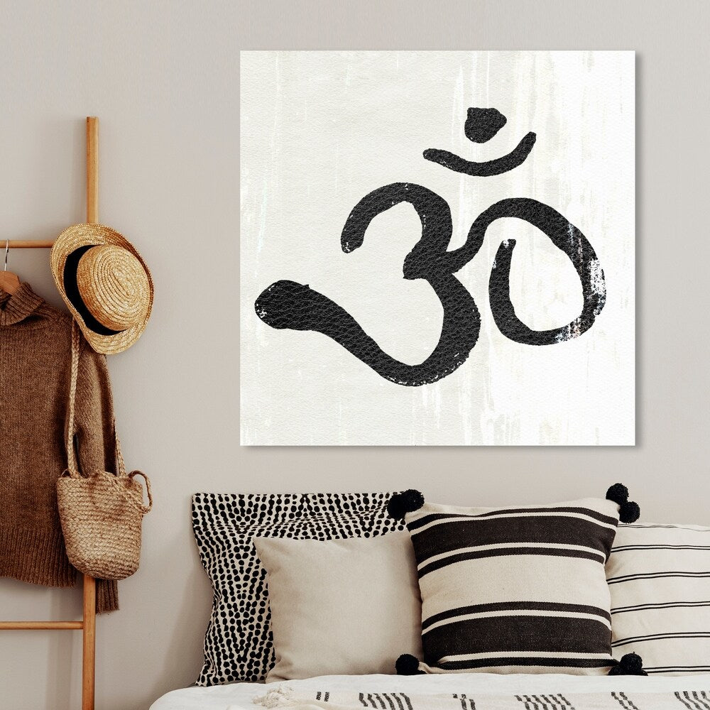 Oliver Gal 'Leather Om' Symbols and Objects Wall Art Canvas Print - Black, White
