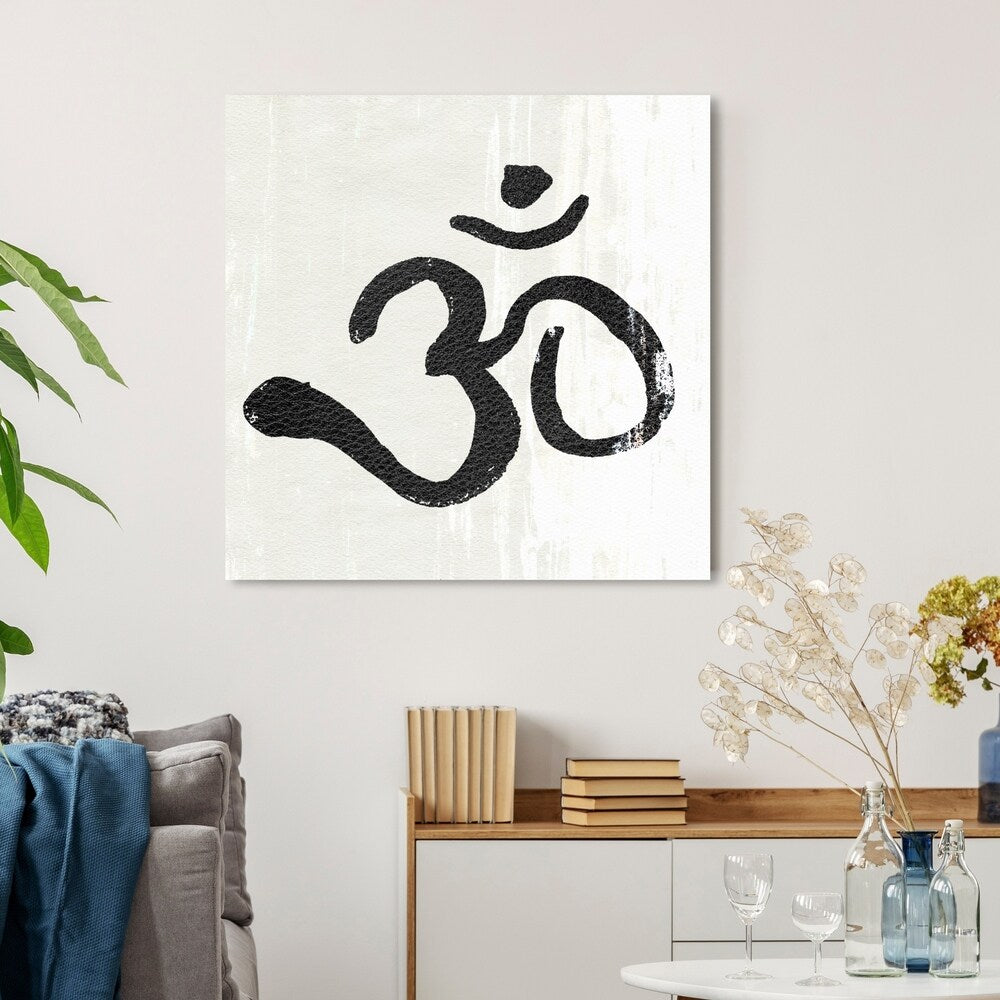 Oliver Gal 'Leather Om' Symbols and Objects Wall Art Canvas Print - Black, White