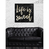 Oliver Gal 'Life is Sweet Black Marble' Typography and Quotes Wall Art Canvas Print - Black, White