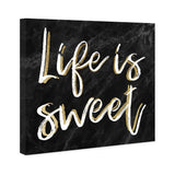 Oliver Gal 'Life is Sweet Black Marble' Typography and Quotes Wall Art Canvas Print - Black, White
