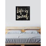 Oliver Gal 'Life is Sweet Black Marble' Typography and Quotes Wall Art Canvas Print - Black, White