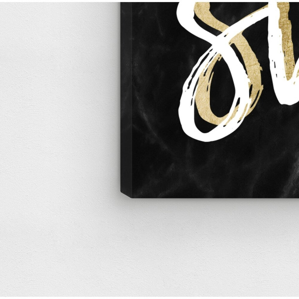 Oliver Gal 'Life is Sweet Black Marble' Typography and Quotes Wall Art Canvas Print - Black, White