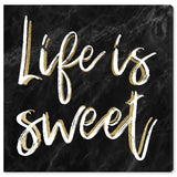 Oliver Gal 'Life is Sweet Black Marble' Typography and Quotes Wall Art Canvas Print - Black, White
