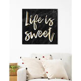 Oliver Gal 'Life is Sweet Black Marble' Typography and Quotes Wall Art Canvas Print - Black, White