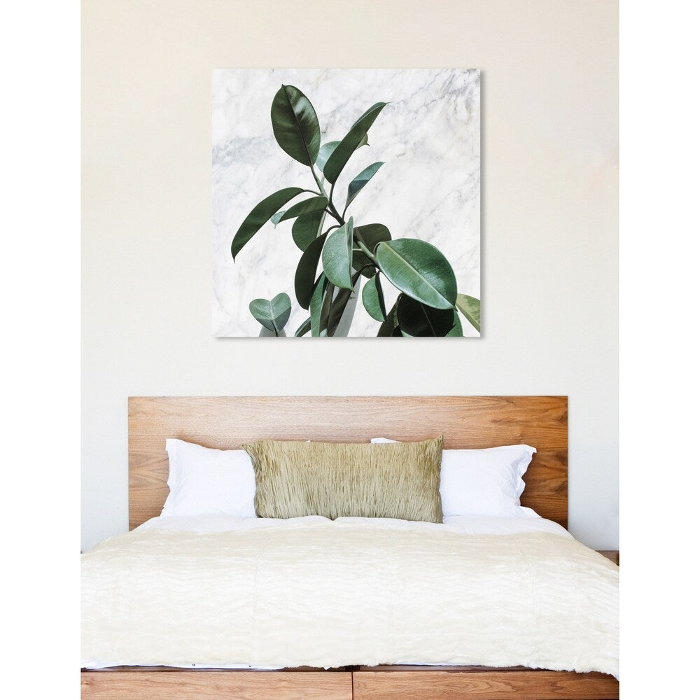 Oliver Gal 'Plant Life Marble' Floral and Botanical Wall Art Canvas Print - Green, White