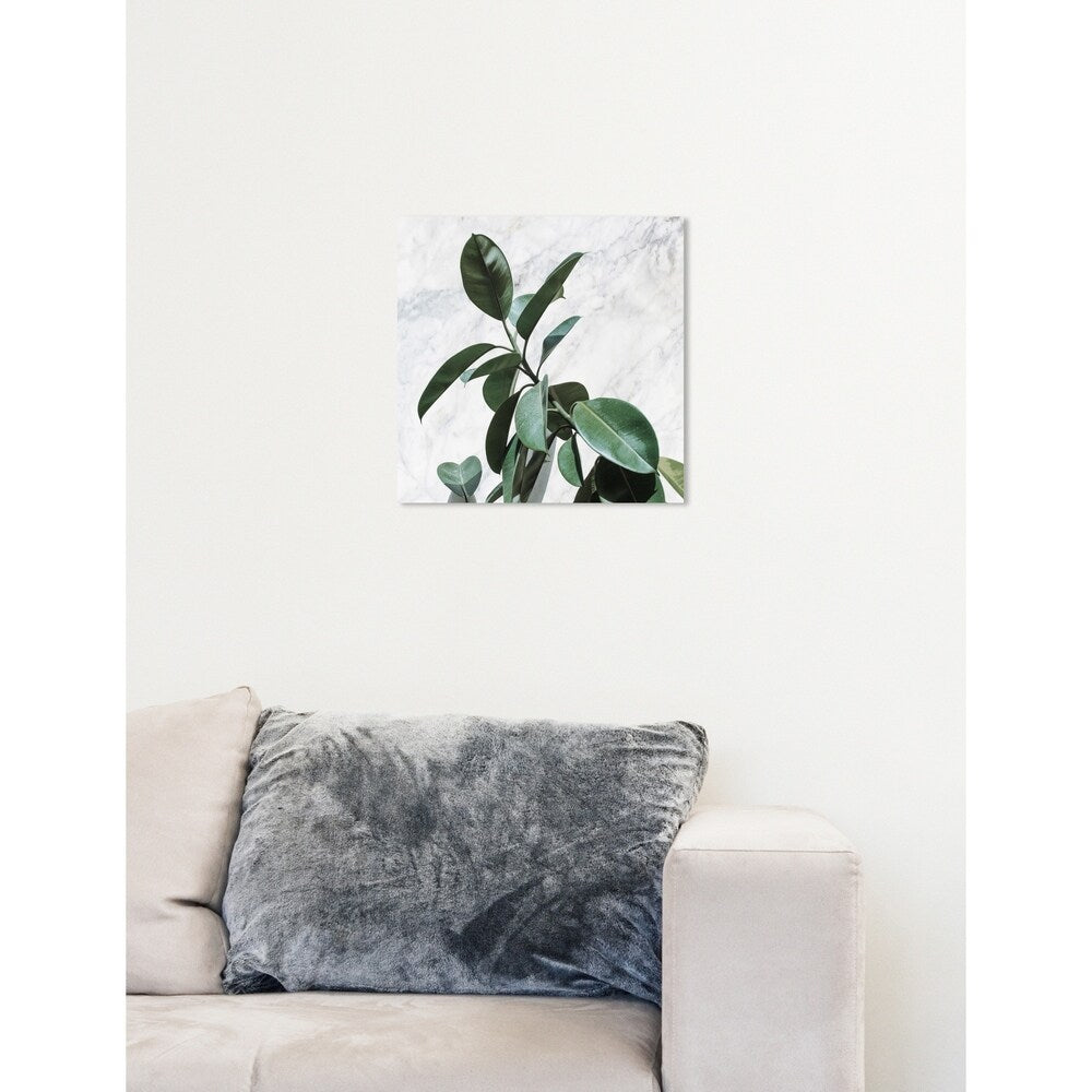 Oliver Gal 'Plant Life Marble' Floral and Botanical Wall Art Canvas Print - Green, White