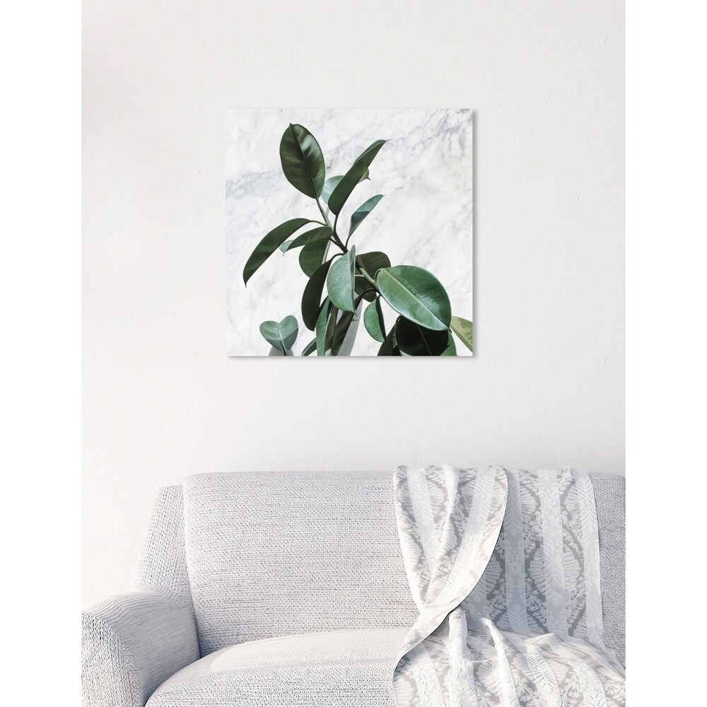 Oliver Gal 'Plant Life Marble' Floral and Botanical Wall Art Canvas Print - Green, White