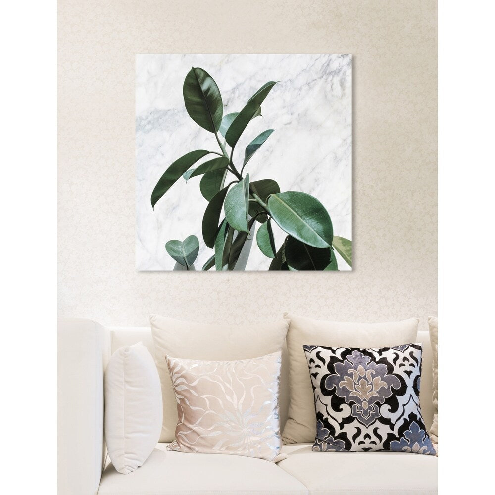 Oliver Gal 'Plant Life Marble' Floral and Botanical Wall Art Canvas Print - Green, White