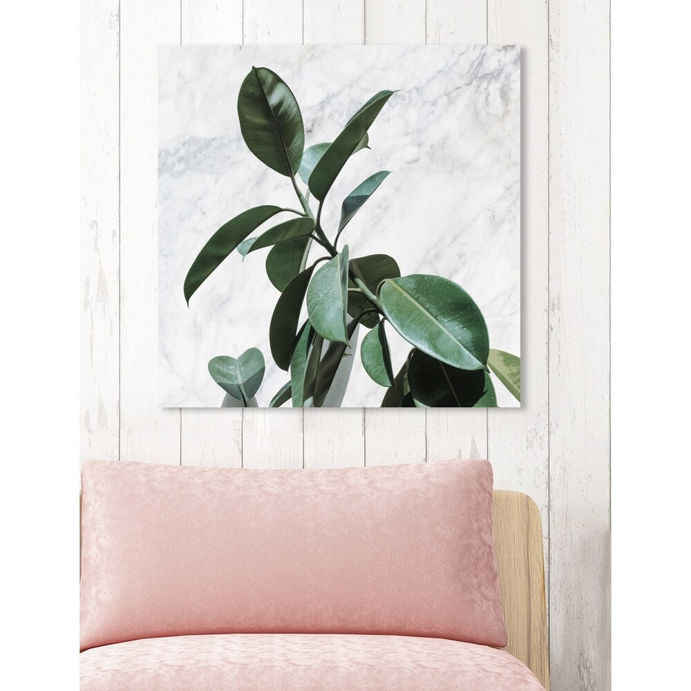 Oliver Gal 'Plant Life Marble' Floral and Botanical Wall Art Canvas Print - Green, White