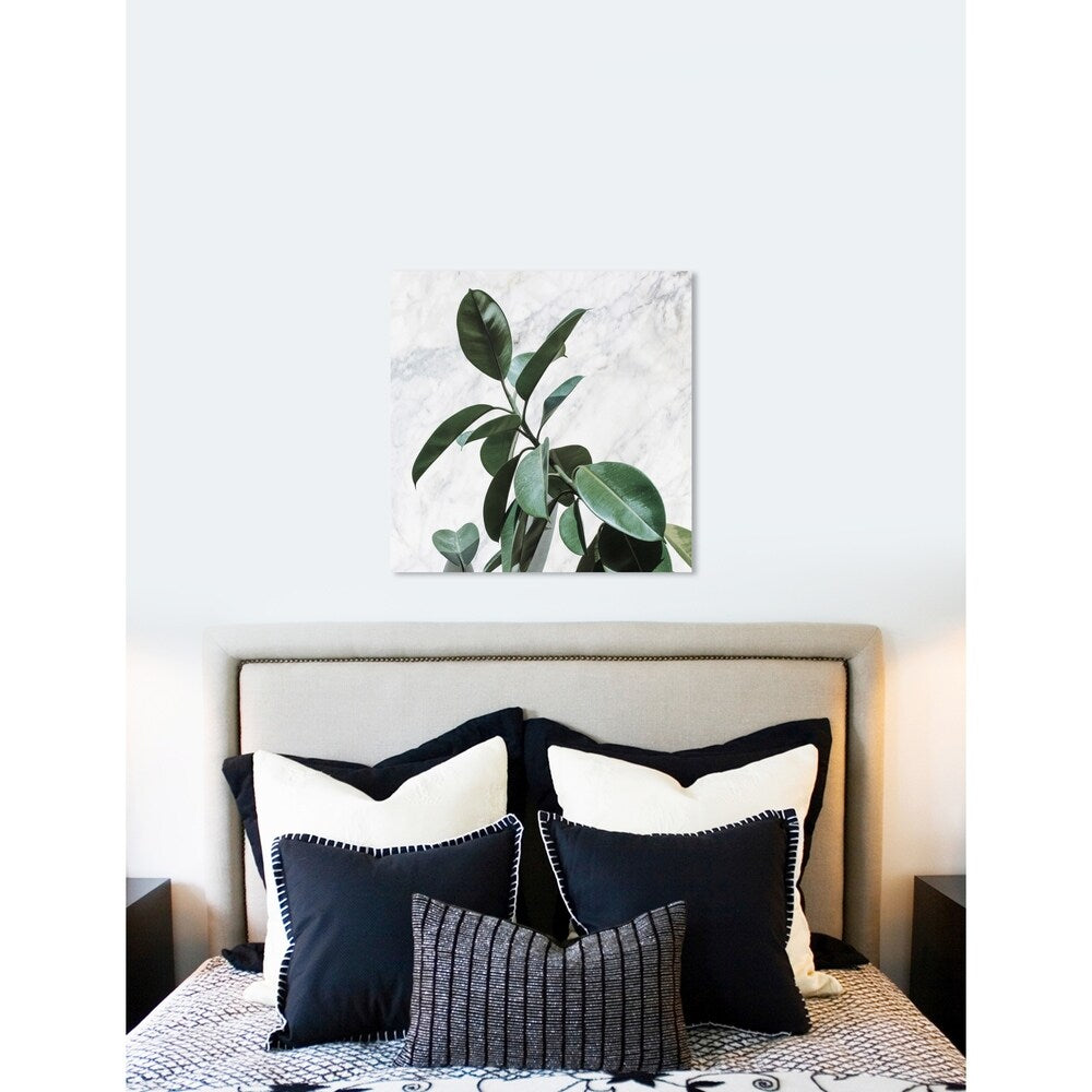 Oliver Gal 'Plant Life Marble' Floral and Botanical Wall Art Canvas Print - Green, White