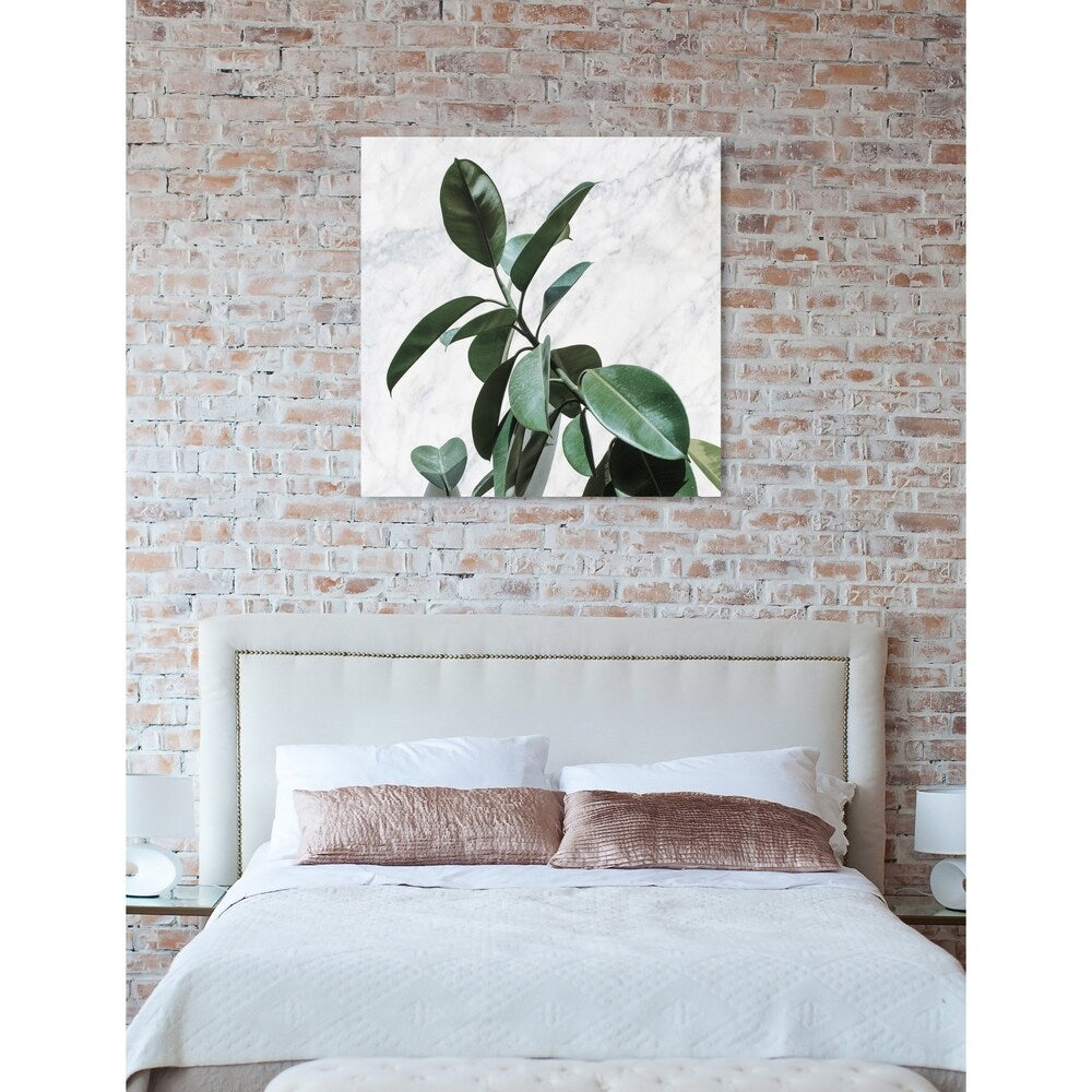 Oliver Gal 'Plant Life Marble' Floral and Botanical Wall Art Canvas Print - Green, White