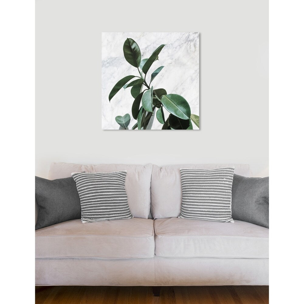 Oliver Gal 'Plant Life Marble' Floral and Botanical Wall Art Canvas Print - Green, White