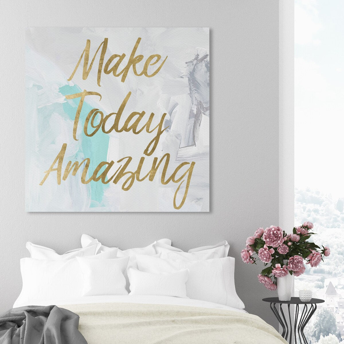 Oliver Gal Typography and Quotes Wall Art Canvas Prints 'Always Make it Amazing' Inspirational Quotes and Sayings - Gold, White