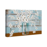 Oliver Gal 'White Blossom' Floral Blue Contemporary Wall Art Canvas Print