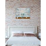 Oliver Gal 'White Blossom' Floral Blue Contemporary Wall Art Canvas Print