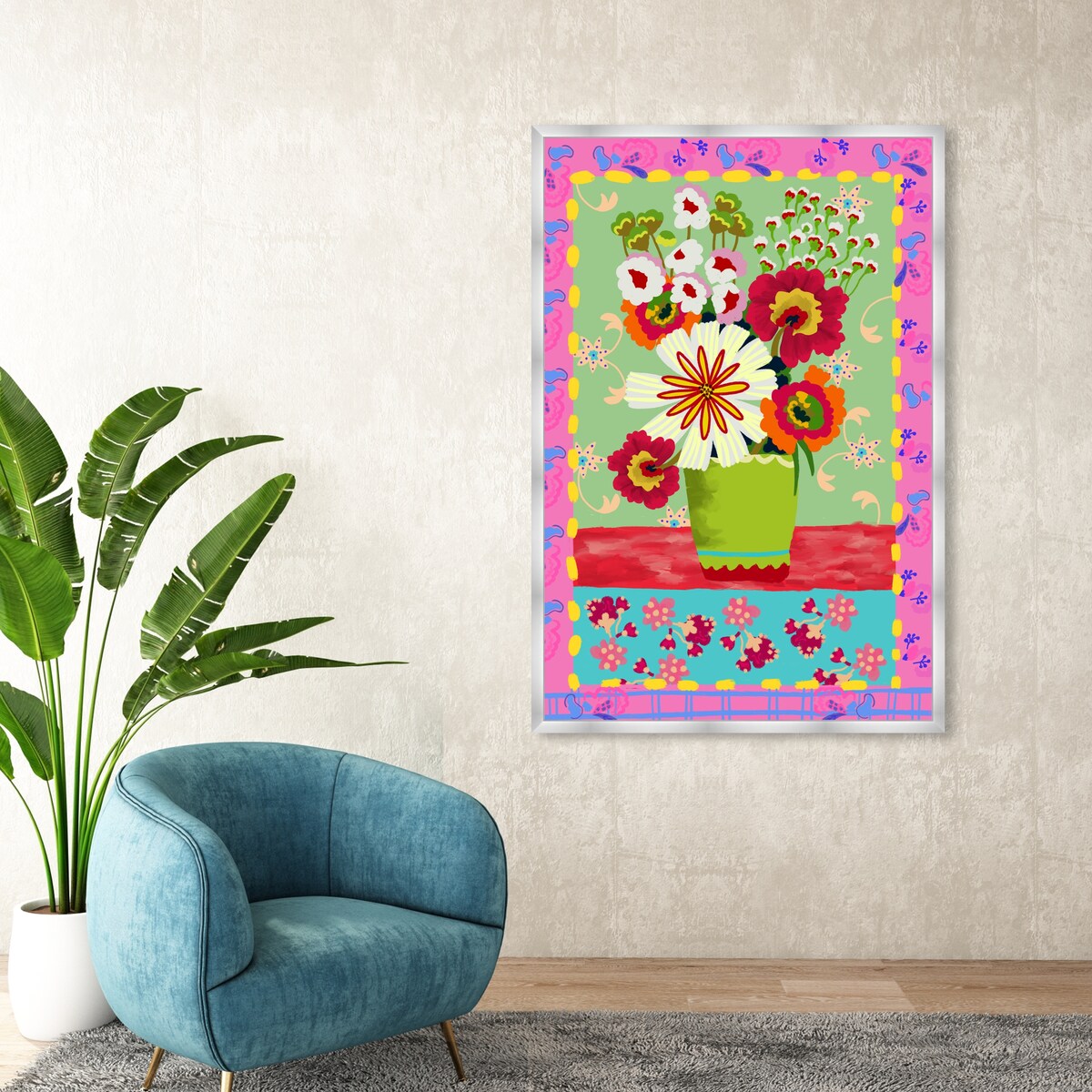 Oliver Gal 'Colorful Bright Flower Bouquet' Floral And Botanical Pink Wall Art Canvas Print