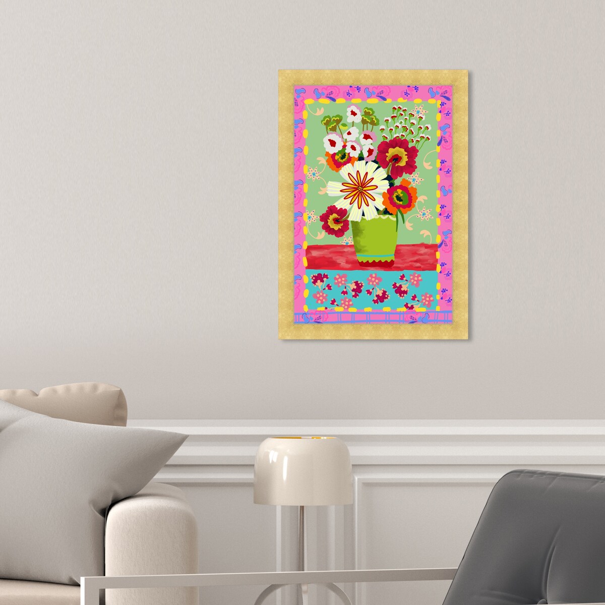 Oliver Gal 'Colorful Bright Flower Bouquet' Floral And Botanical Pink Wall Art Canvas Print