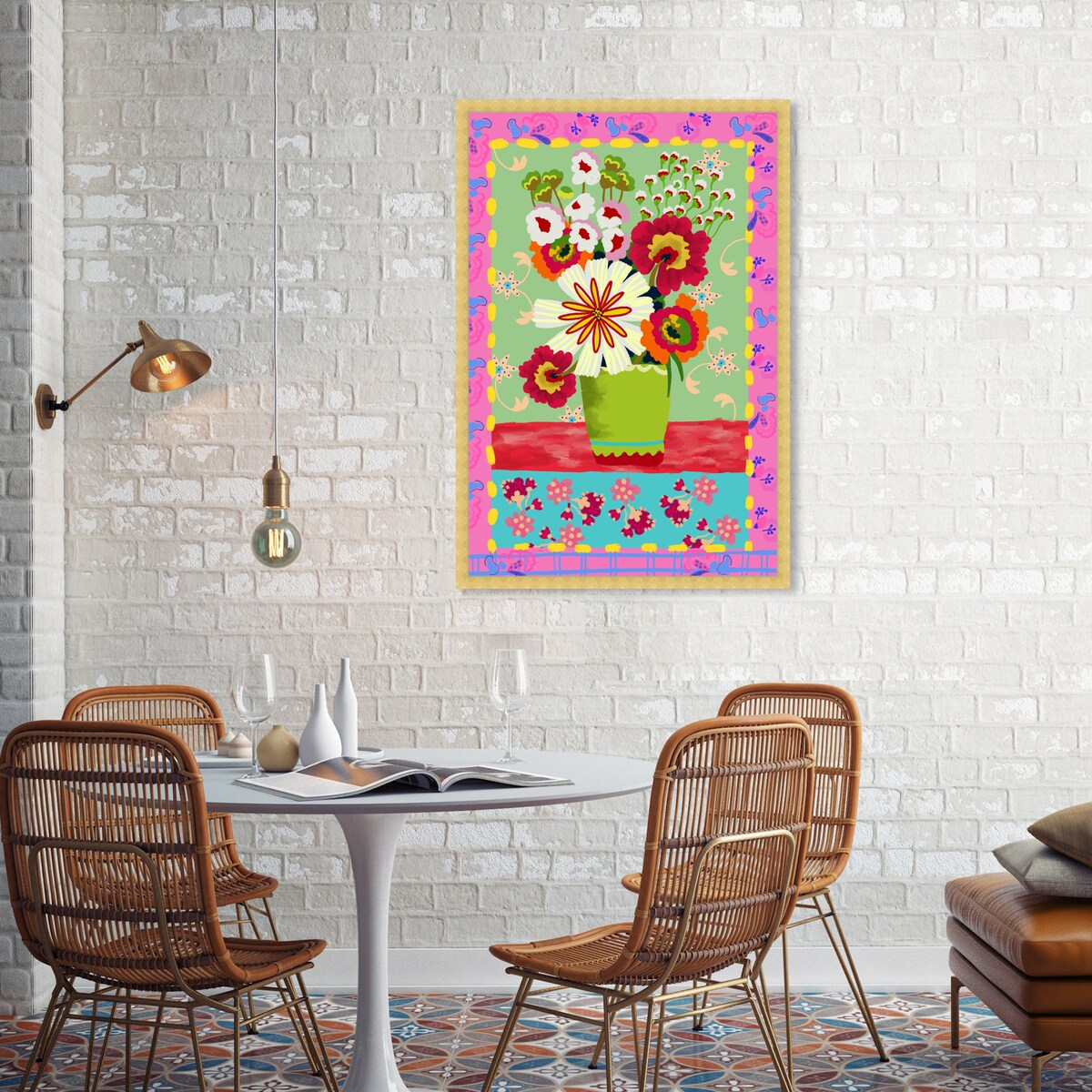 Oliver Gal 'Colorful Bright Flower Bouquet' Floral And Botanical Pink Wall Art Canvas Print