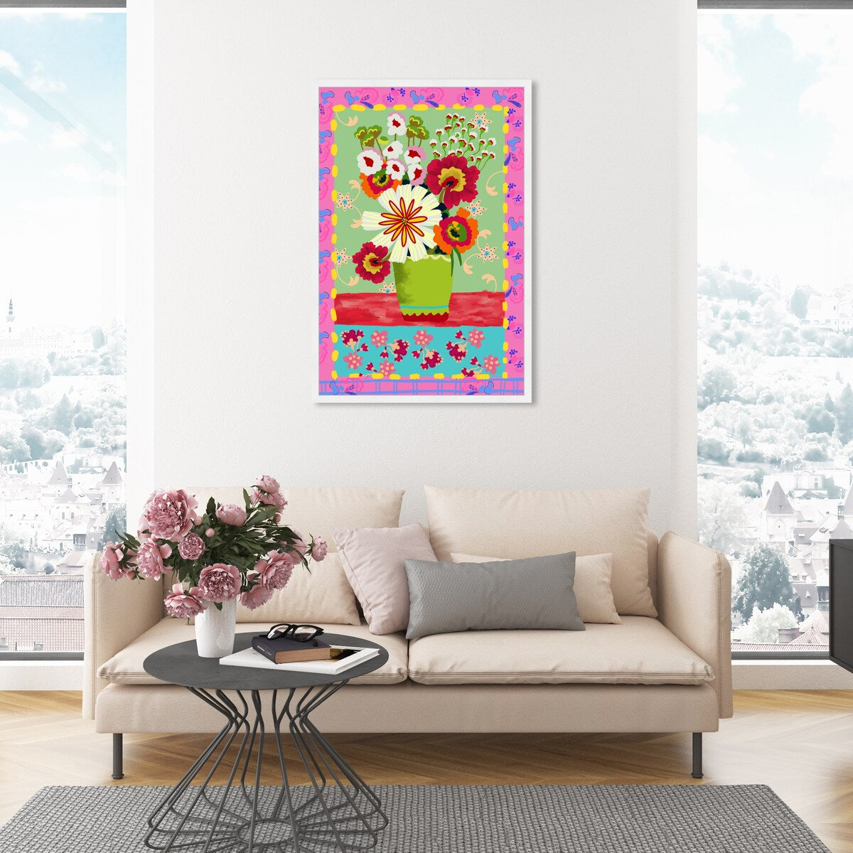 Oliver Gal 'Colorful Bright Flower Bouquet' Floral And Botanical Pink Wall Art Canvas Print