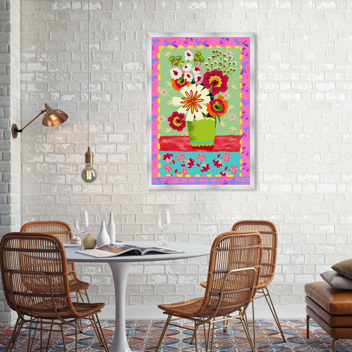 Oliver Gal 'Colorful Bright Flower Bouquet' Floral And Botanical Pink Wall Art Canvas Print