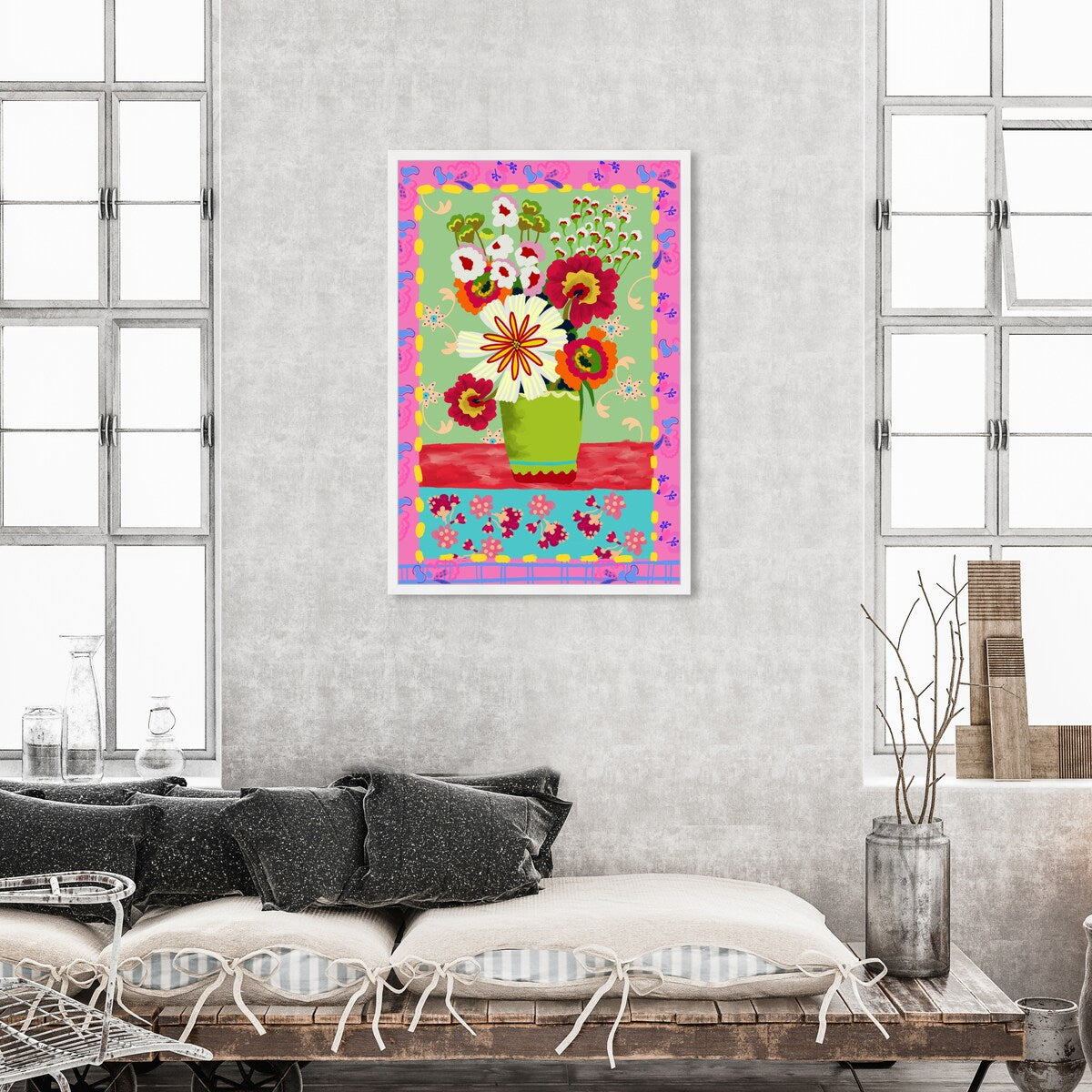 Oliver Gal 'Colorful Bright Flower Bouquet' Floral And Botanical Pink Wall Art Canvas Print