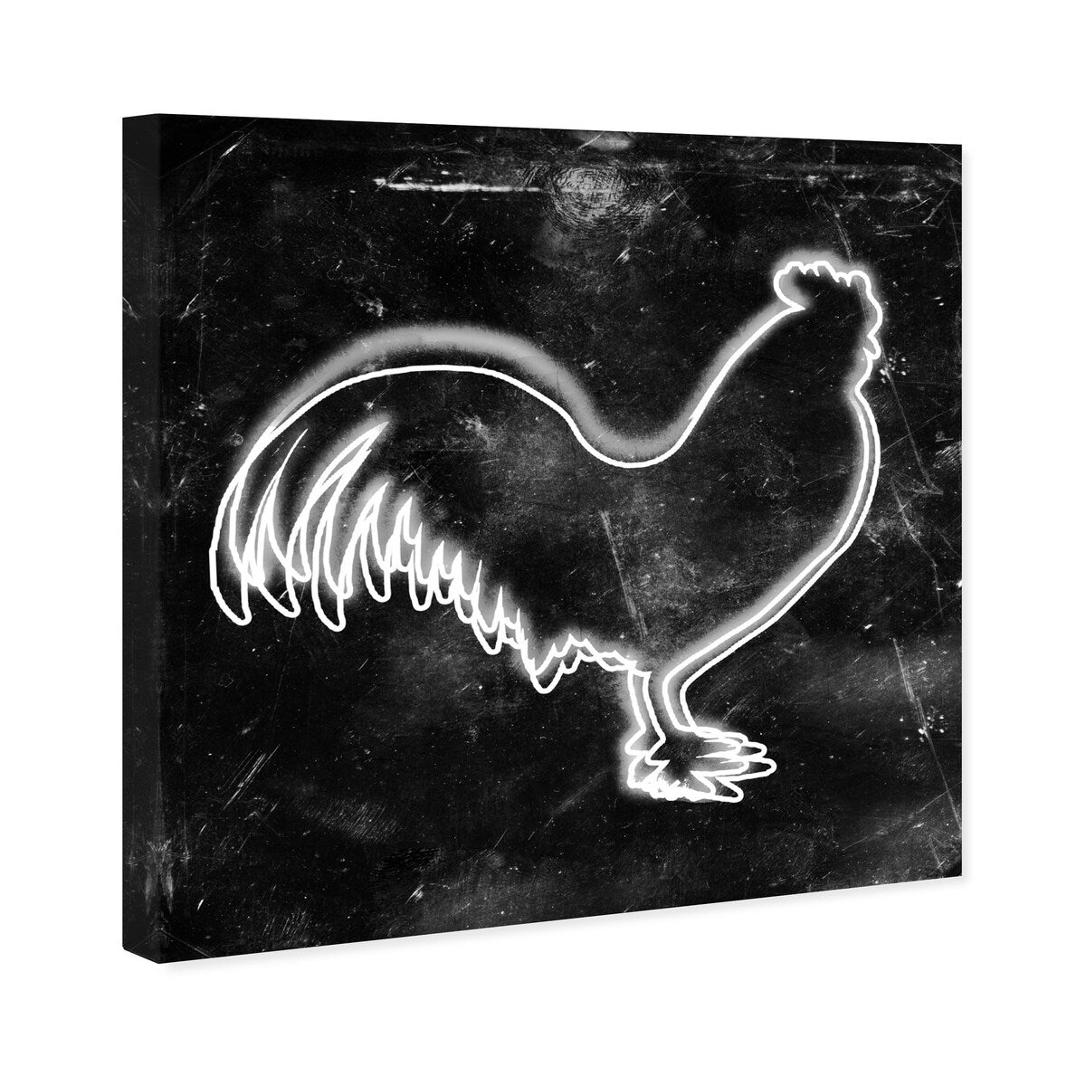 Oliver Gal 'Rooster' Animals Wall Art Canvas Print - White, Black