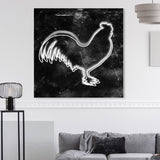 Oliver Gal 'Rooster' Animals Wall Art Canvas Print - White, Black