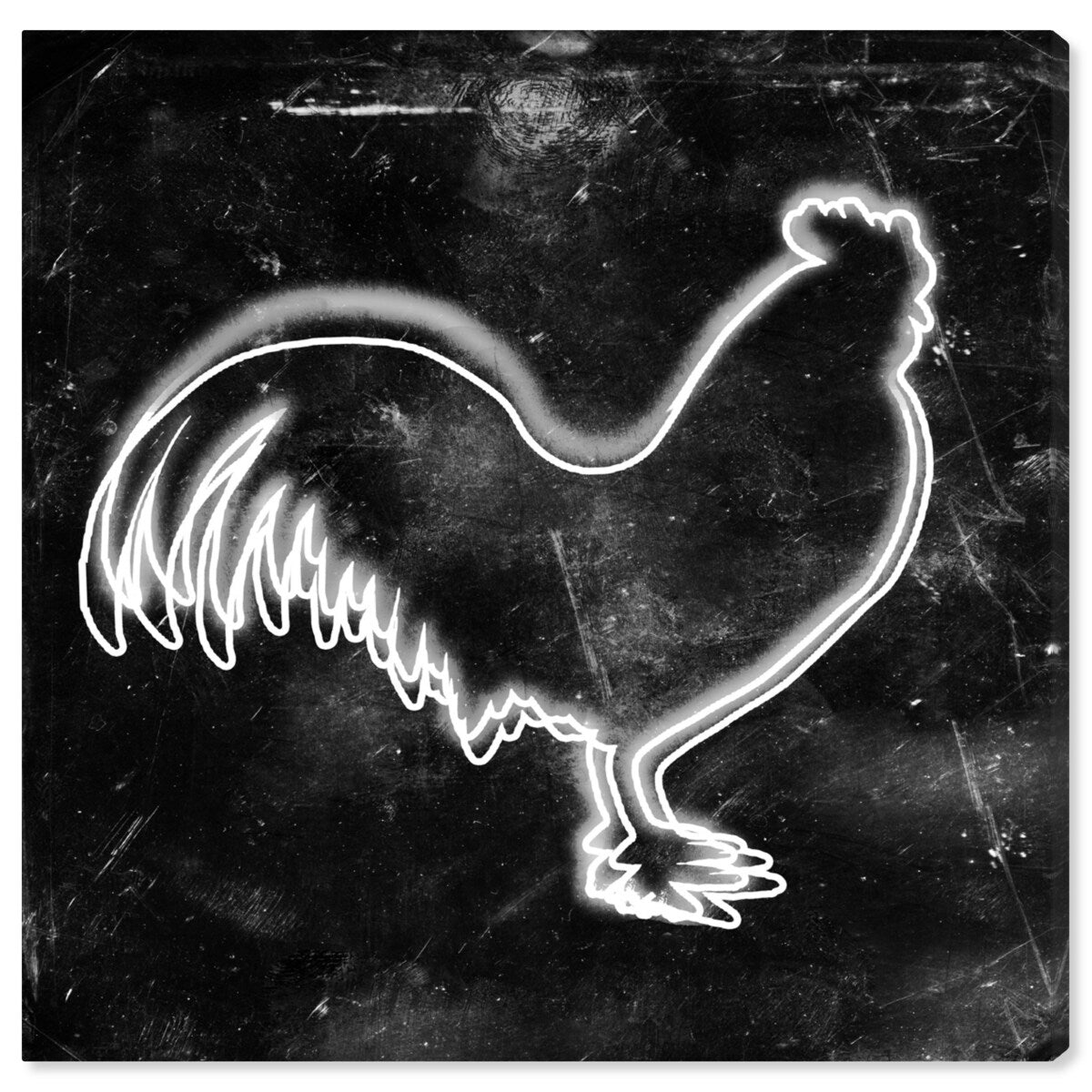 Oliver Gal 'Rooster' Animals Wall Art Canvas Print - White, Black