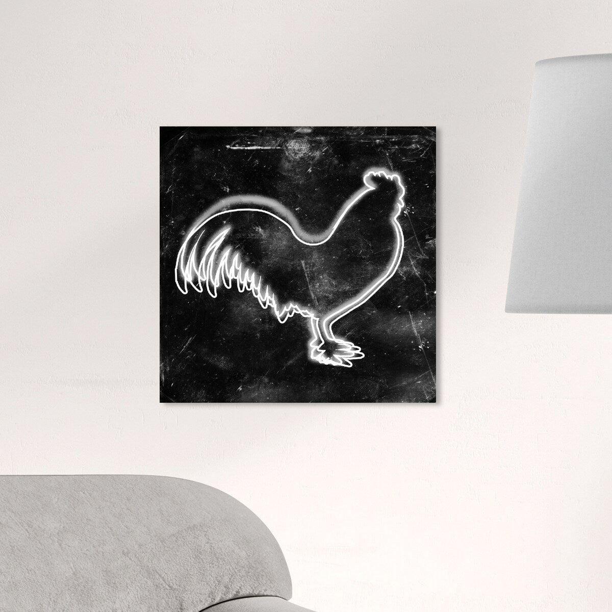 Oliver Gal 'Rooster' Animals Wall Art Canvas Print - White, Black