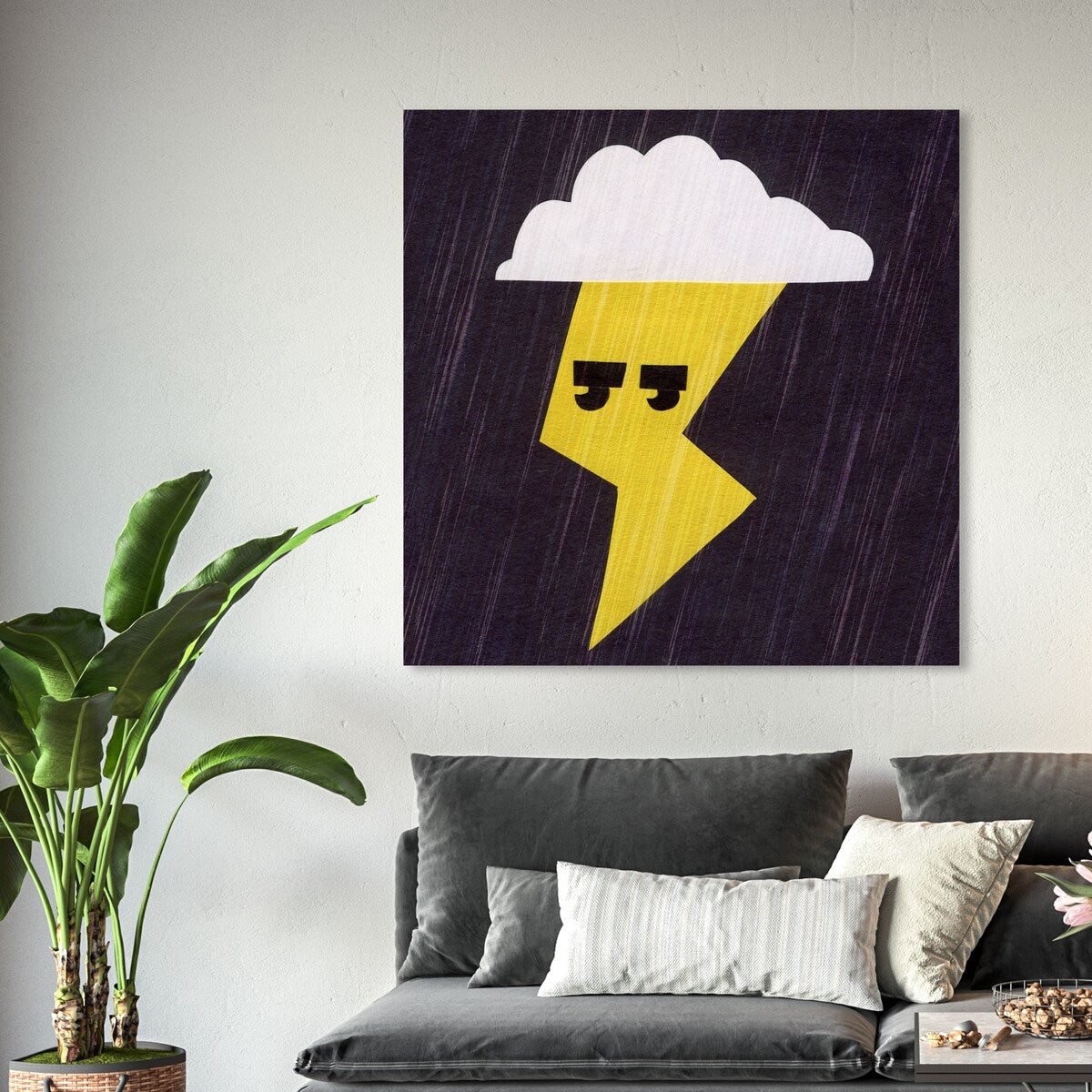 Oliver Gal 'Thunder Lightning' Nature and Landscape Wall Art Canvas Print - Yellow, White