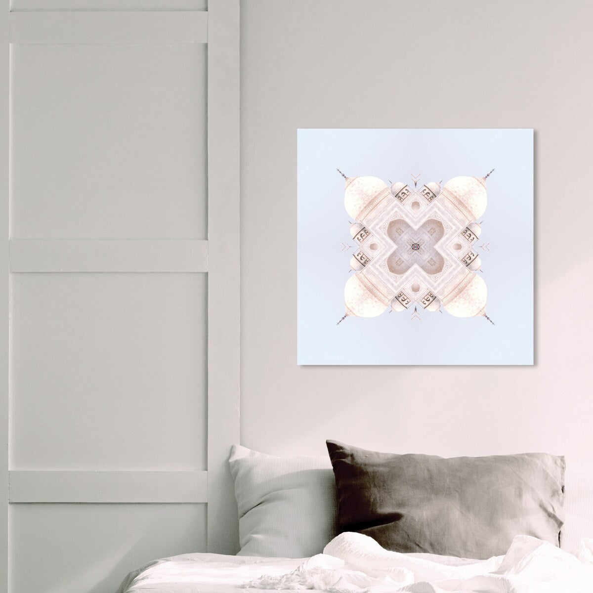 Oliver Gal 'kalei III' Architecture and Buildings Wall Art Canvas Print Asian Buildings - White, Blue