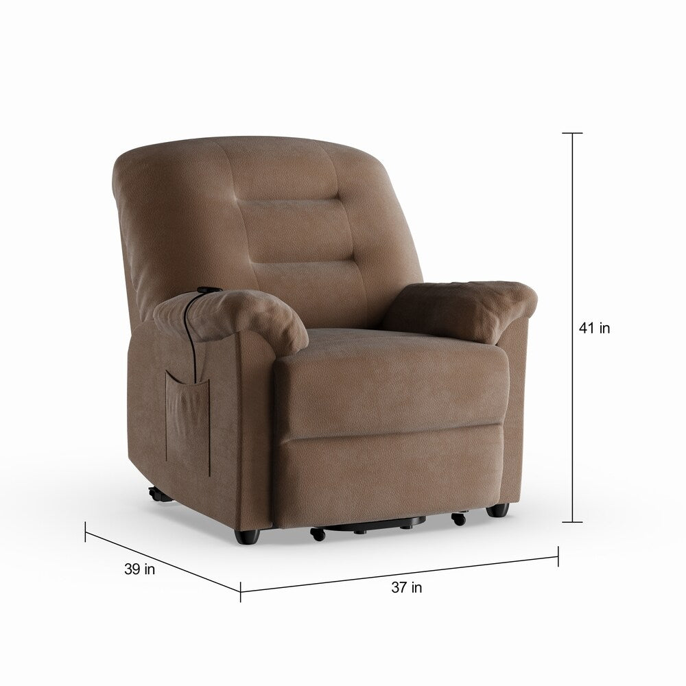 Copper Grove Prescott Brown Velvet Power Lift Recliner