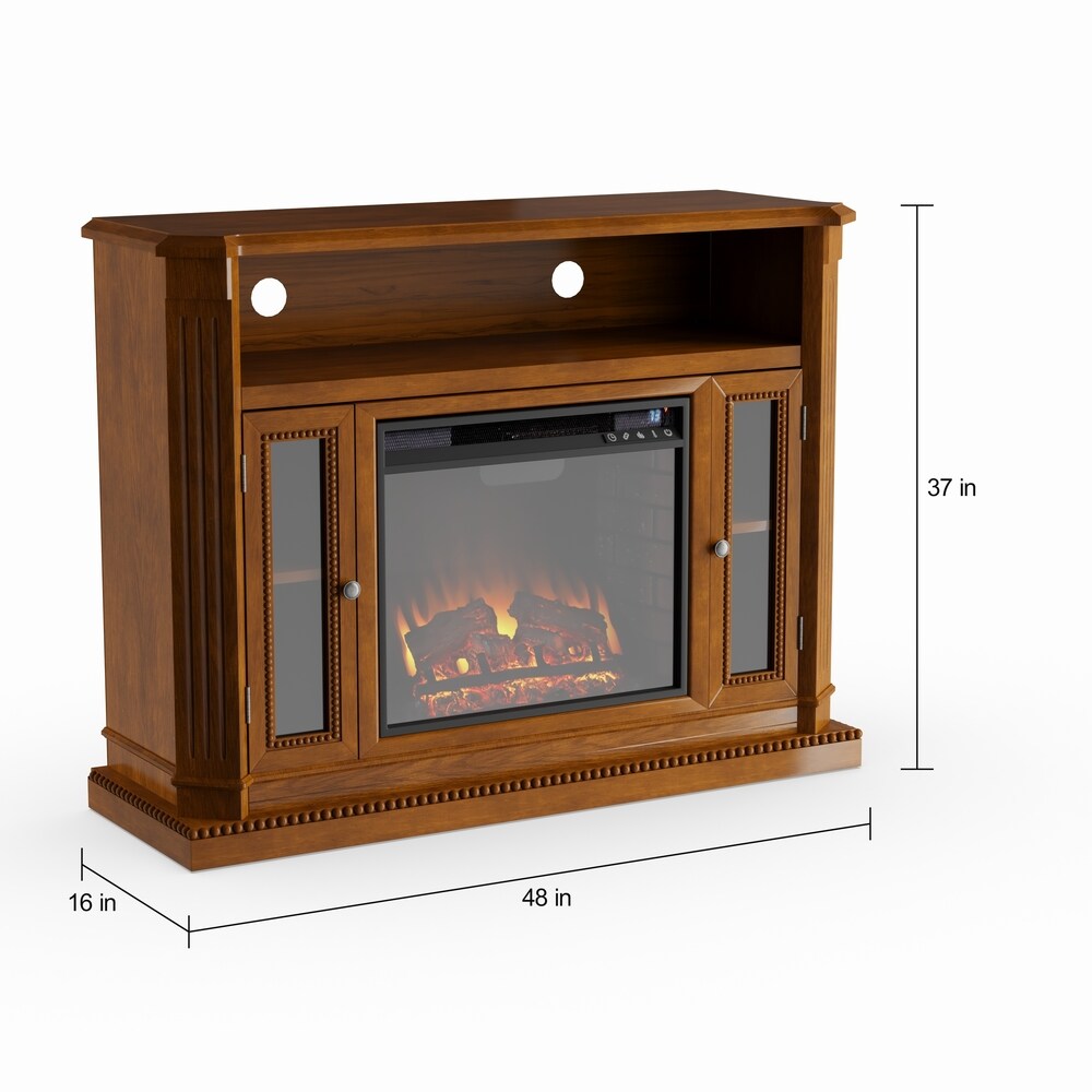Gracewood Hollow Jack Brown Electric Fireplace Media Stand