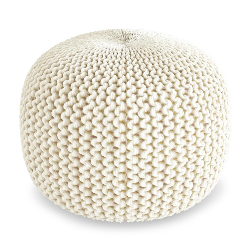 Porch & Den Myers Hand-knitted Cotton Pouf