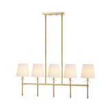 Olivia 38.5" 5-Light Modern Midcentury Iron Linear LED Pendant, Brass Gold by JONATHAN Y - 5 Light