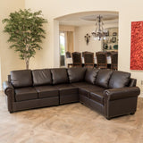 Olivia Brown Leather Sectional Couch by Christopher Knight Home