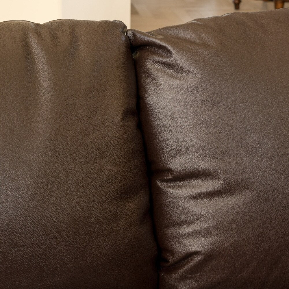Olivia Brown Leather Sectional Couch by Christopher Knight Home