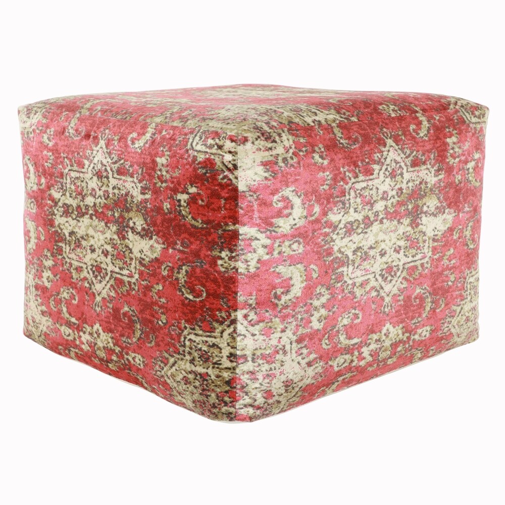 The Curated Nomad Nadina Oriental Pattern Square Pouf Ottoman