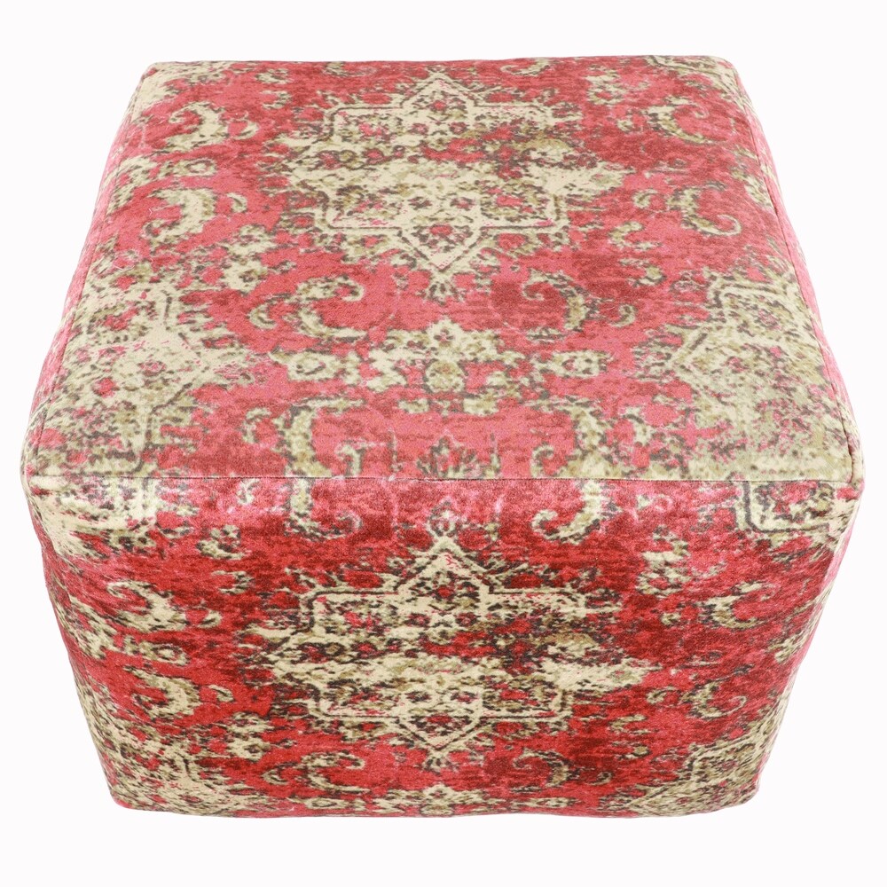 The Curated Nomad Nadina Oriental Pattern Square Pouf Ottoman