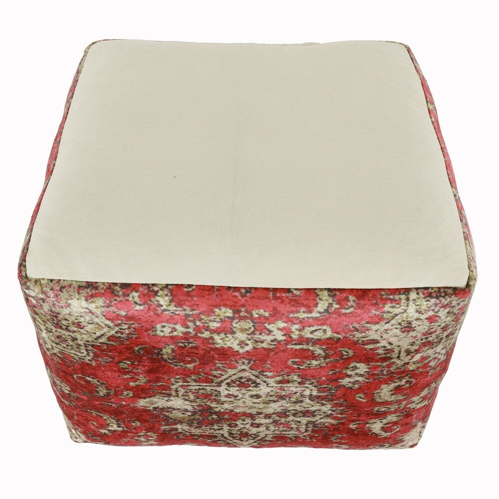 The Curated Nomad Nadina Oriental Pattern Square Pouf Ottoman