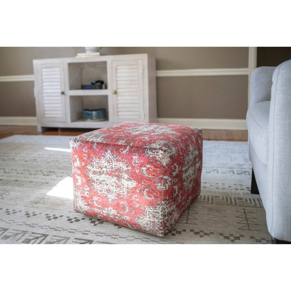 The Curated Nomad Nadina Oriental Pattern Square Pouf Ottoman