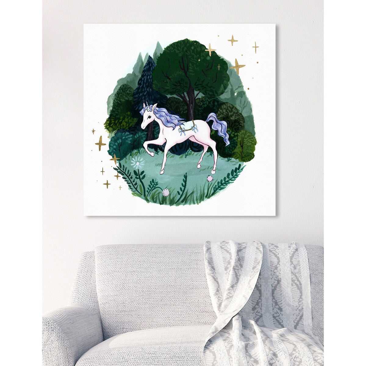 Oliver Gal 'Magical Forest' Fantasy and Sci-Fi Wall Art Canvas Print - Purple, Green