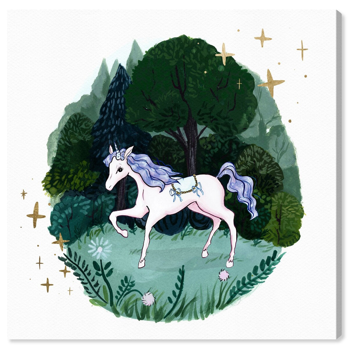 Oliver Gal 'Magical Forest' Fantasy and Sci-Fi Wall Art Canvas Print - Purple, Green