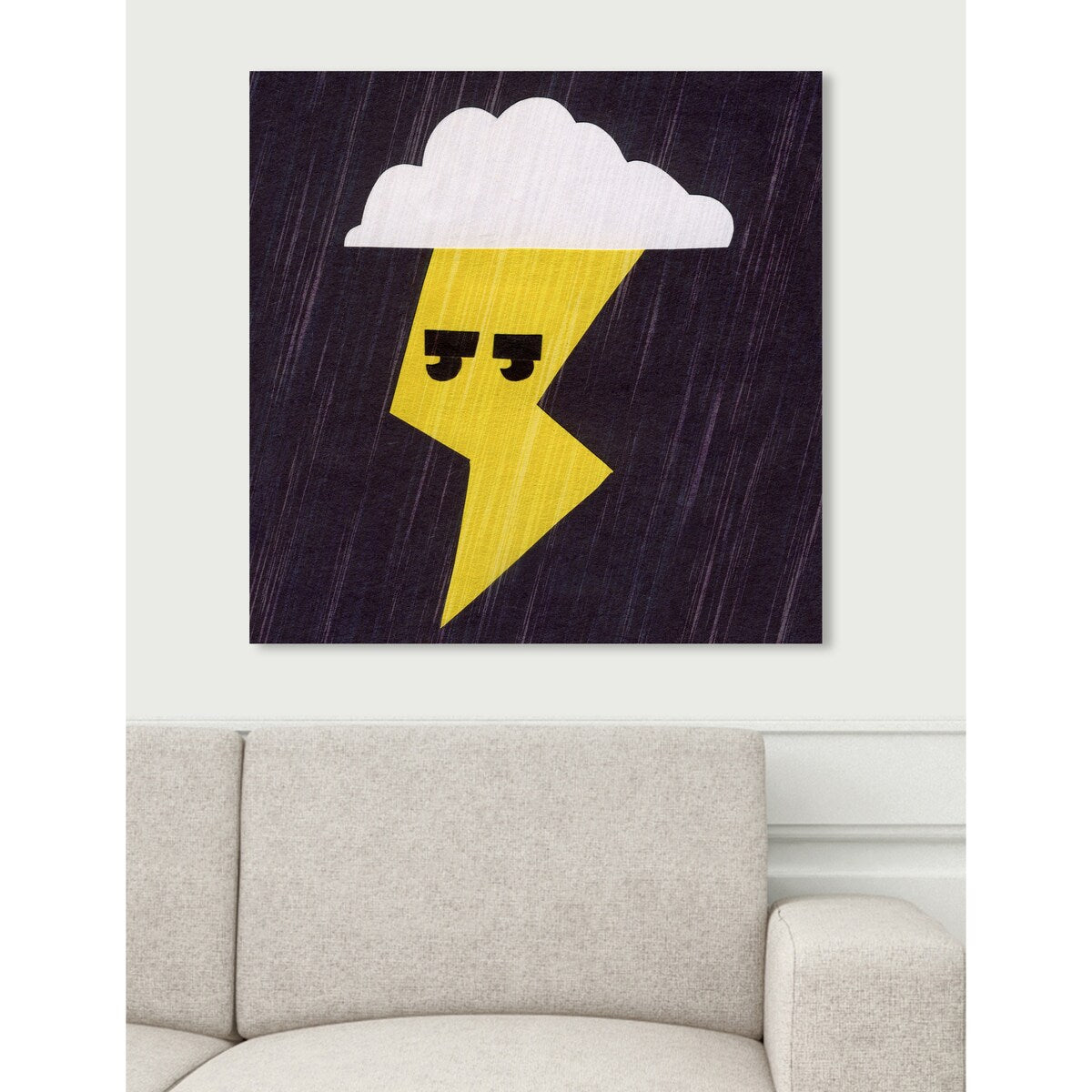 Oliver Gal 'Thunder Lightning' Nature and Landscape Wall Art Canvas Print - Yellow, White
