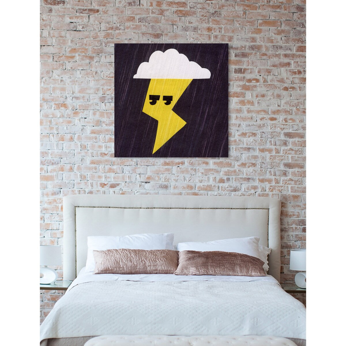 Oliver Gal 'Thunder Lightning' Nature and Landscape Wall Art Canvas Print - Yellow, White