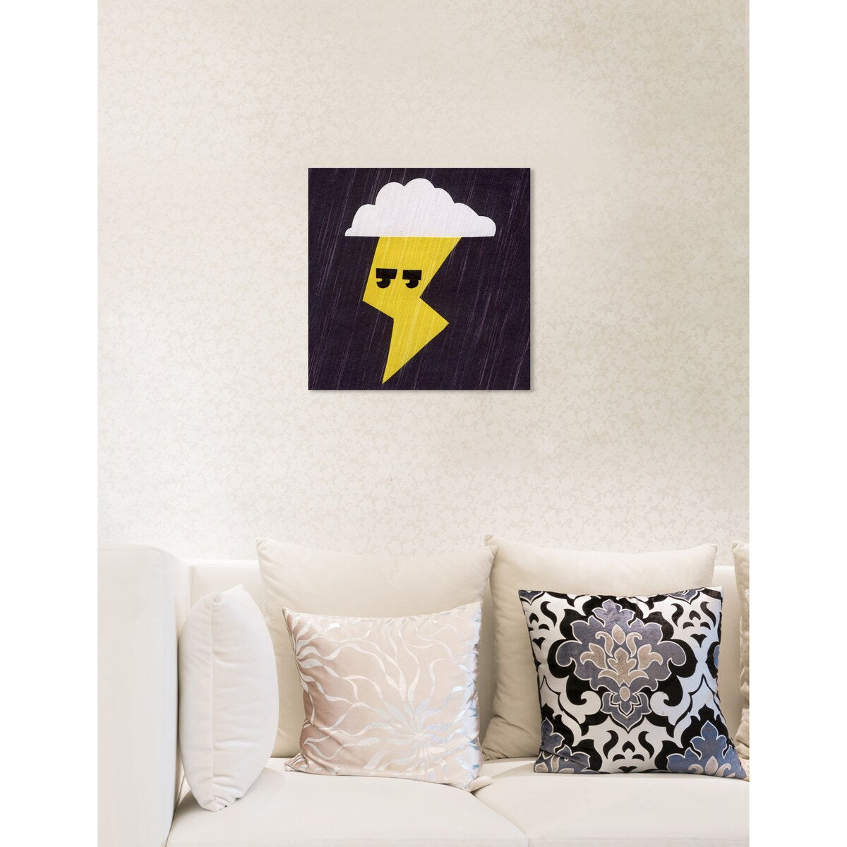 Oliver Gal 'Thunder Lightning' Nature and Landscape Wall Art Canvas Print - Yellow, White