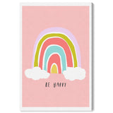 Oliver Gal 'Be Happy Rainbow' Typography and Quotes Wall Art Canvas Print - Pink, Purple