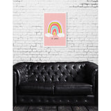 Oliver Gal 'Be Happy Rainbow' Typography and Quotes Wall Art Canvas Print - Pink, Purple